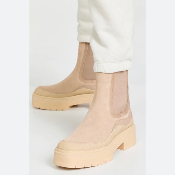 NWT Sam Edelman Lulia Chelsea Modern Ivory White Lugg Rubber Leather Boots - Picture 5 of 14